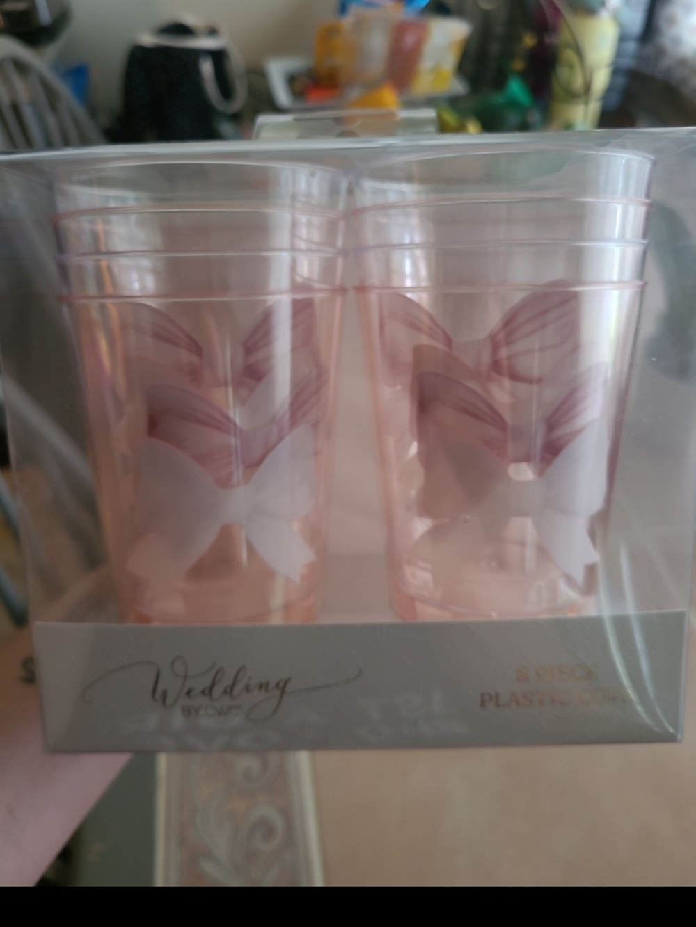 Set Of 8 Plastic Pink Bow Party Cups - Bachelorette, Birthday Party, Girls Day